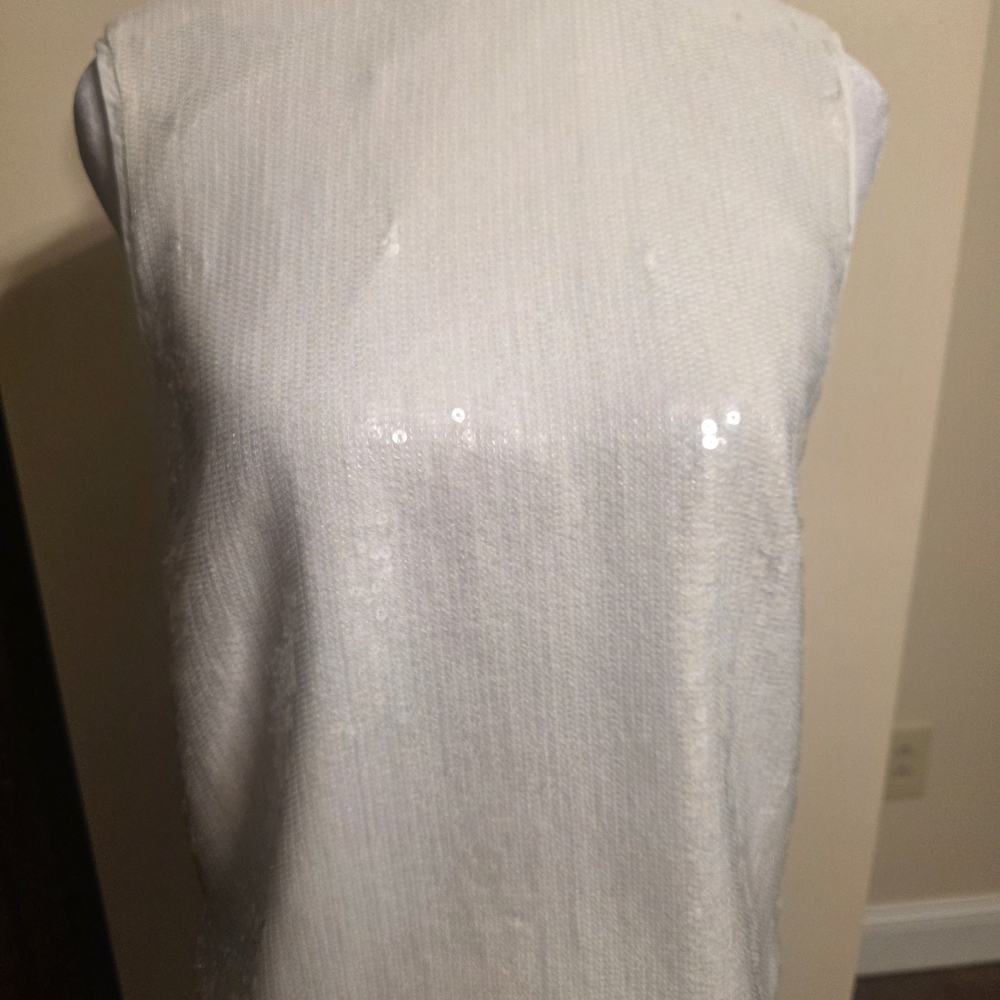 Theory Ivory Sequin Zip Top